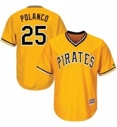 Youth Majestic Pittsburgh Pirates 25 Gregory Polanco Authentic Gold Alternate Cool Base MLB Jersey