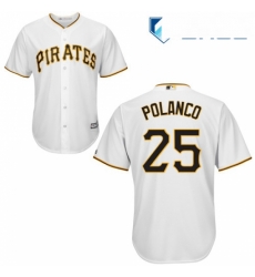 Youth Majestic Pittsburgh Pirates 25 Gregory Polanco Authentic White Home Cool Base MLB Jersey