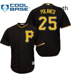 Youth Majestic Pittsburgh Pirates 25 Gregory Polanco Replica Black Alternate Cool Base MLB Jersey
