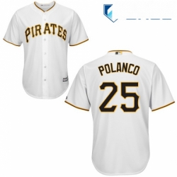 Youth Majestic Pittsburgh Pirates 25 Gregory Polanco Replica White Home Cool Base MLB Jersey