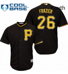 Youth Majestic Pittsburgh Pirates 26 Adam Frazier Authentic Black Alternate Cool Base MLB Jersey 