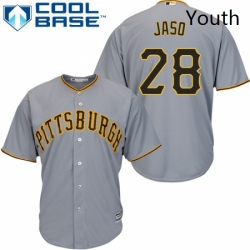 Youth Majestic Pittsburgh Pirates 28 John Jaso Authentic Grey Road Cool Base MLB Jersey
