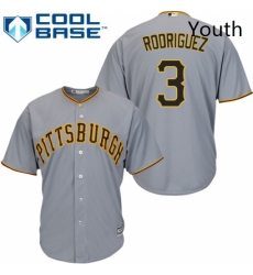 Youth Majestic Pittsburgh Pirates 3 Sean Rodriguez Authentic Grey Road Cool Base MLB Jersey 
