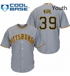 Youth Majestic Pittsburgh Pirates 39 Chad Kuhl Replica Grey Road Cool Base MLB Jersey 