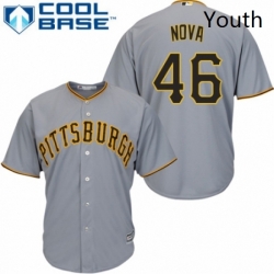Youth Majestic Pittsburgh Pirates 46 Ivan Nova Replica Grey Road Cool Base MLB Jersey 