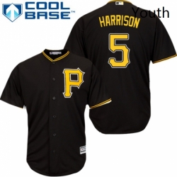 Youth Majestic Pittsburgh Pirates 5 Josh Harrison Replica Black Alternate Cool Base MLB Jersey