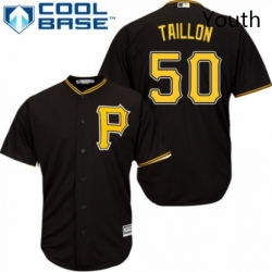 Youth Majestic Pittsburgh Pirates 50 Jameson Taillon Replica Black Alternate Cool Base MLB Jersey 