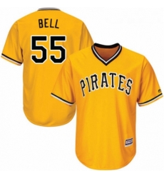 Youth Majestic Pittsburgh Pirates 55 Josh Bell Authentic Gold Alternate Cool Base MLB Jersey 