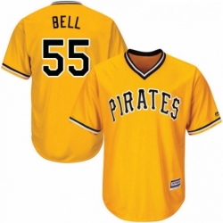 Youth Majestic Pittsburgh Pirates 55 Josh Bell Authentic Gold Alternate Cool Base MLB Jersey 