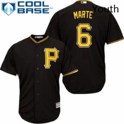 Youth Majestic Pittsburgh Pirates 6 Starling Marte Authentic Black Alternate Cool Base MLB Jersey
