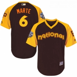 Youth Majestic Pittsburgh Pirates 6 Starling Marte Authentic Brown 2016 All Star National League BP Cool Base MLB Jersey
