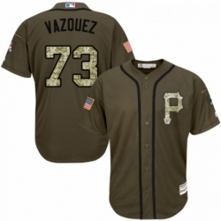 Youth Majestic Pittsburgh Pirates 73 Felipe Vazquez Authentic Green Salute to Service MLB Jersey 