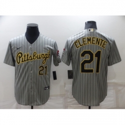 Youth Pittsburgh Pirates #21 Roberto Clemente Dark Grey Cool Base Stitched Jersey