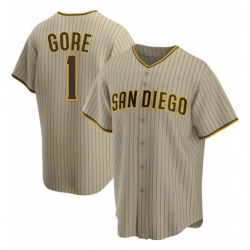 Men San Diego Padres 1 MacKenzie Gore Brown Cool Base Stitched Jerse