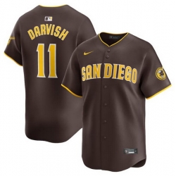 Men San Diego Padres 11 Yu Darvish Brown 2024 Away Limited Stitched Baseball Jersey
