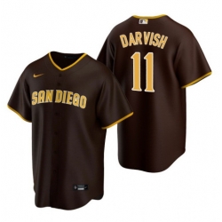 Men San Diego Padres 11 Yu Darvish Brown Trade Road Coolbase Jersey