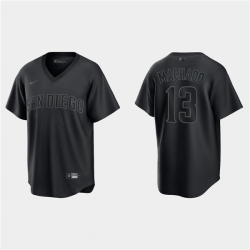 Men San Diego Padres 13 Manny Machado Black Pitch Black Fashion Replica Stitched Jersey