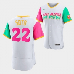 Men San Diego Padres 22 Juan Soto 2022 White City Connect Flex Base Stitched Baseball Jersey