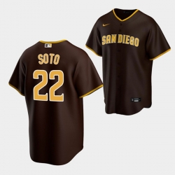 Men San Diego Padres 22 Juan Soto Brown Cool Base Stitched Baseball Jersey