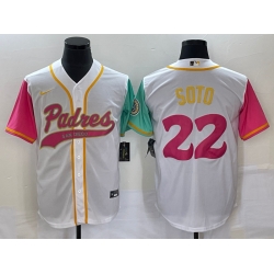 Men San Diego Padres 22 Juan Soto White City Connect Cool Base Stitched Baseball Jersey