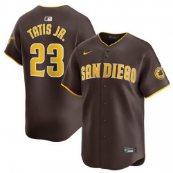 Men San Diego Padres 23 Fernando Tatis Jr  Brown 2024 Away Limited Stitched Baseball Jersey