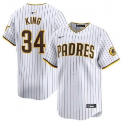 Men San Diego Padres 34 Michael King White 2024 Home Limited Stitched Baseball Jersey