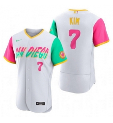 Men San Diego Padres 7 Ha Seong Kim 2022 White City Connect Flex Base Stitched Baseball Jersey