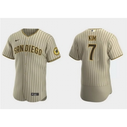 Men San Diego Padres 7 Ha Seong Kim Tan Flex Base Stitched Baseball Jersey