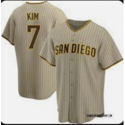 Men San Diego Padres 7 Ha Seong Kim White Stitched MLB Cool Base Nike Brown Jersey