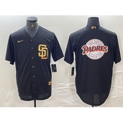 Men San Diego Padres Black Team Big Logo Cool Base Stitched Baseball Jersey 2