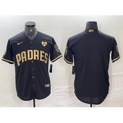 Men San Diego Padres Blank Black Gold With Patch Cool Base Stitched Baseball Jersey