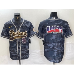 Men San Diego Padres Blank Gray Camo Cool Base Stitched Baseball Jersey 5