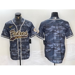 Men San Diego Padres Blank Gray Camo Cool Base Stitched Baseball Jersey
