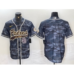 Men San Diego Padres Blank Gray Camo Cool Base Stitched Baseball Jersey 9