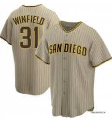 Men San Diego Padres Dave Winfield Brown Strips Stitched Cool Base Jersey