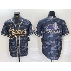 Men San Diego Padres Gray Camo Team Big Logo Cool Base Stitched Baseball Jersey 5