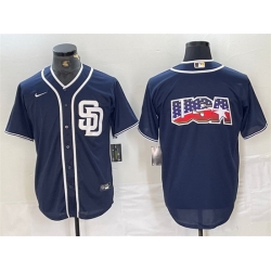 Men San Diego Padres Navy Team Big Logo Cool Base Stitched Baseball Jersey 6