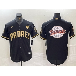 Men San Diego Padres Team Big Logo Black Gold With Patch Cool Base Stitched Baseball Jersey