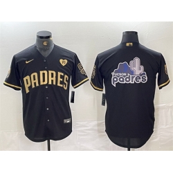 Men San Diego Padres Team Big Logo Black Gold With Patch Cool Base Stitched Baseball Jerseys 1