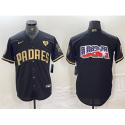 Men San Diego Padres Team Big Logo Black Gold With Patch Cool Base Stitched Baseball Jerseys