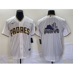 Men San Diego Padres White Team Big Logo Cool Base Stitched Baseball Jersey