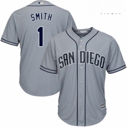 Mens Majestic San Diego Padres 1 Ozzie Smith Authentic Grey Road Cool Base MLB Jersey