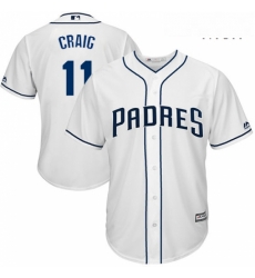 Mens Majestic San Diego Padres 11 Allen Craig Replica White Home Cool Base MLB Jersey 