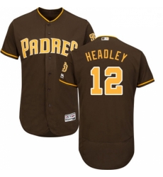 Mens Majestic San Diego Padres 12 Chase Headley Brown Alternate Flex Base Authentic Collection MLB Jersey