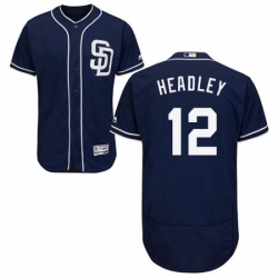 Mens Majestic San Diego Padres 12 Chase Headley Navy Blue Alternate Flex Base Authentic Collection MLB Jersey