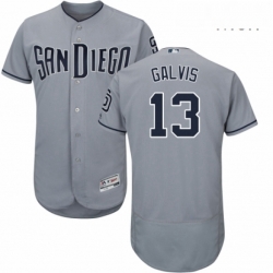 Mens Majestic San Diego Padres 13 Freddy Galvis Authentic Grey Road Cool Base MLB Jersey 