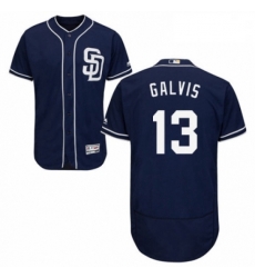 Mens Majestic San Diego Padres 13 Freddy Galvis Navy Blue Alternate Flex Base Authentic Collection MLB Jersey