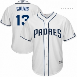 Mens Majestic San Diego Padres 13 Freddy Galvis Replica White Home Cool Base MLB Jersey 