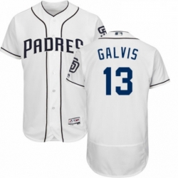 Mens Majestic San Diego Padres 13 Freddy Galvis White Home Flex Base Authentic Collection MLB Jersey