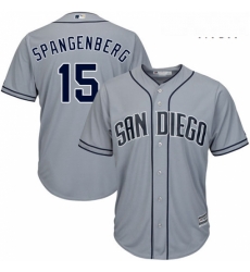 Mens Majestic San Diego Padres 15 Cory Spangenberg Authentic Grey Road Cool Base MLB Jersey